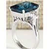 Image 3 : 7.30 CTW Natural London Blue Topaz And Diamond Ring In18K Solid White Gold