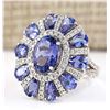 Image 2 : 8.41 CTW Natural Tanzanite And Diamond Ring In 14k White Gold