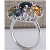 Image 3 : 7.68 CTW Natural Ceylon Sapphire And Diamond Ring In18K Solid White Gold