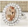 Image 2 : 5.12 CTW Natural Morganite And Diamond Ring In 18K White Gold