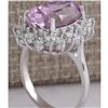 Image 3 : 11.03 CTW Natural Pink Kunzite And Diamond Ring In 18K White Gold