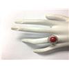 Image 4 : 3.15 CTW Natural Red Coral And Diamond Ring In 18K White Gold