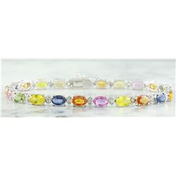13.35 CTW Sapphire 18K White Gold Diamond Bracelet