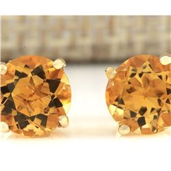 3.00 CTW Natural Citrine Earrings 14k Solid Yellow Gold