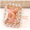 Image 2 : 7.92 CTW Natural Morganite And Diamond Ring In 18K Rose Gold