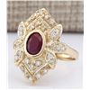 Image 2 : 1.75 CTW Natural Ruby And Diamond Ring In 18K Yellow Gold