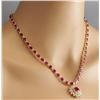 Image 4 : 40.45 CTW Natural Ruby And Diamond Necklace In 14K Yellow Gold