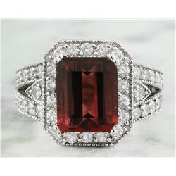 5.80 CTW Tourmaline 18K White Gold Diamond Ring