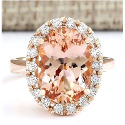 5.97 CTW Natural Morganite And Diamond Ring In 18K Rose Gold