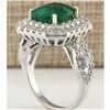 Image 3 : 5.31 CTW Natural Emerald And Diamond Ring In 14K White Gold