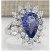 Image 2 : 4.72 CTW Natural Tanzanite And Diamond Ring In 14K White Gold