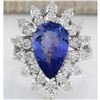 Image 1 : 4.72 CTW Natural Tanzanite And Diamond Ring In 18K White Gold
