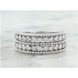 0.66 CTW Two Row Diamond 18K White Gold Ring