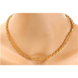 41.25 CTW Natural Citrine 18K Solid Yellow Gold Diamond Necklace