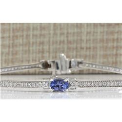 3.75CTW Natural Tanzanite And Diamond Bracelet In 14K Solid White Gold