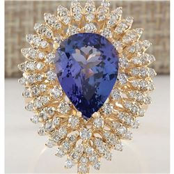 6.31 CTW Natural Tanzanite And Diamond Ring In 14K Yellow Gold
