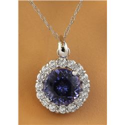 1.82 CTW Tanzanite 14K White Gold Diamond Necklace