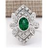 Image 1 : 2.50 CTW Natural Emerald And Diamond Ring In 18K White Gold