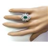 Image 4 : 2.50 CTW Natural Emerald And Diamond Ring In 18K White Gold