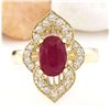 Image 1 : 2.50 CTW Natural Ruby 18K Solid Yellow Gold Diamond Ring