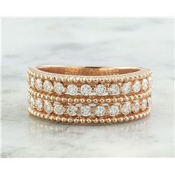 0.66 CTW Two Row Diamond 18K Rose Gold Ring