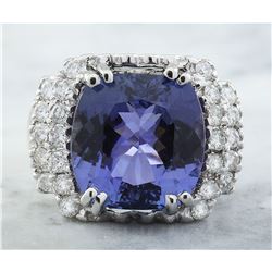9.97 CTW Tanzanite 18K White Gold Diamond Ring