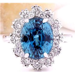 9.20 CTW Natural Zircon 18K Solid White Gold Diamond Ring