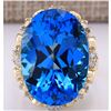 Image 1 : 30.50 CTW Natural Topaz And Diamond Ring In 18K Yellow Gold