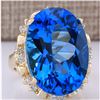 Image 2 : 30.50 CTW Natural Topaz And Diamond Ring In 18K Yellow Gold