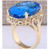Image 3 : 30.50 CTW Natural Topaz And Diamond Ring In 18K Yellow Gold
