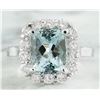 Image 1 : 4.55 CTW Aquamarine 18K White Gold Diamond Ring