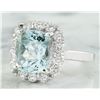 Image 2 : 4.55 CTW Aquamarine 18K White Gold Diamond Ring