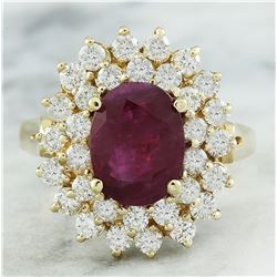 3.53 CTW Ruby 18K Yellow Gold Diamond Ring