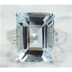 9.07 CTW Aquamarine 18K White Gold diamond ring