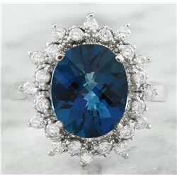 4.35 CTW Topaz 14K White Gold Diamond Ring