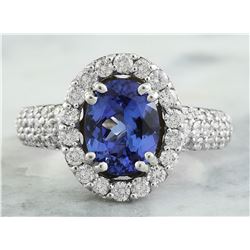 3.64 CTW Tanzanite 18K White Gold Diamond Ring