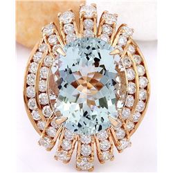 10.51 CTW Natural Aquamarine 14K Solid Rose Gold Diamond Ring