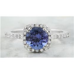 2.01 CTW Tanzanite 18K White Gold Diamond Ring