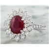 Image 2 : 3.20 CTW Ruby 14K White Gold Diamond Ring