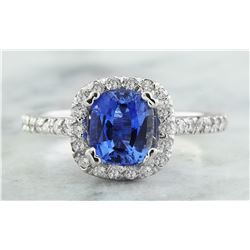 2.25 CTW Sapphire 18K White Gold Diamond Ring