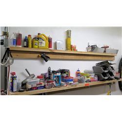 Contents of Shelf: WD-40, Staplers, Glue, Nails, DeWalt Rock Carbide, Filters, etc