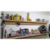 Image 1 : Contents of Shelf: WD-40, Staplers, Glue, Nails, DeWalt Rock Carbide, Filters, etc