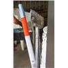 Image 8 : Qty 2 Rubbermaid Brute Trash Cans w/ Shovels, Paint Rollers, Brooms, etc