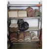 Image 1 : Metal Shelf & Contents: Misc Terra Cotta Tile, New Flat Tile in Box, etc