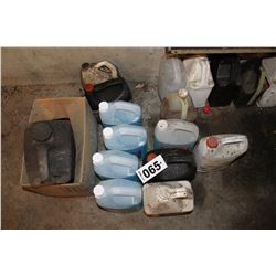 MISC OILS, WINDSHIELD WASHER ON THE FLOOR