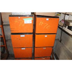 2 ORANGE 4 DRAWER CABINETS