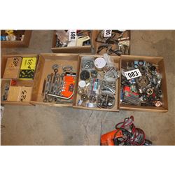 4 BOXES OF BOLTS, BEARINGS, MISC