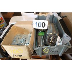 BOXES OF MISC ON STEEL TABLE