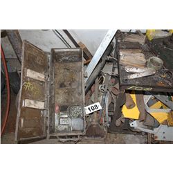 STEEL TABLE C/W MISC STEEL & STEEL TOOLBOX