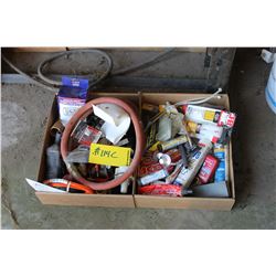 2 BOXES OF GLUES, SOLDER, & MISC